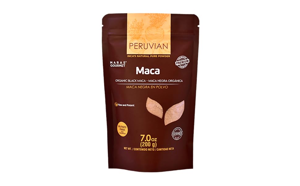 MARAS GOURMET Organic Peruvian Black Maca Gelatinized Root Powder, 7 oz