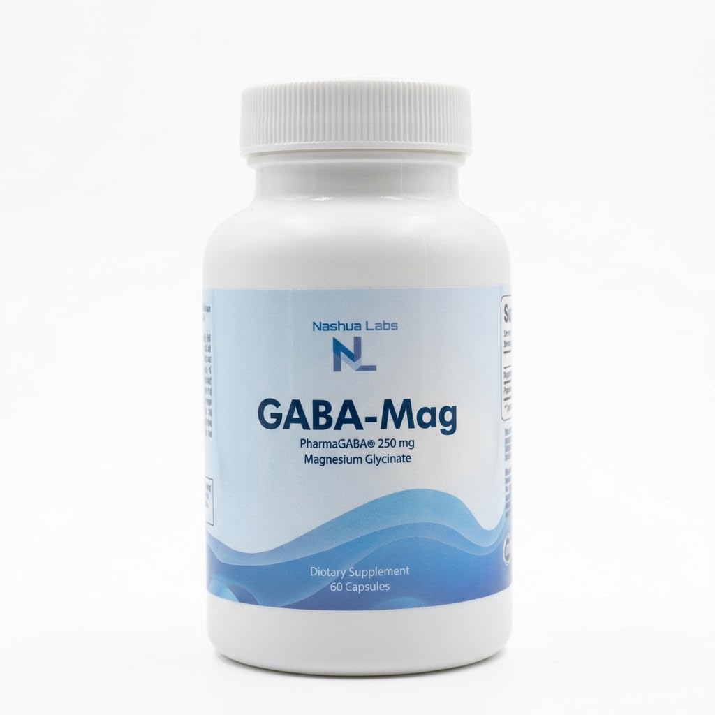 Nashua Labs GABA-Mag GABA Supplement 250 mg with Magnesium Glycinate, 60 Capsules