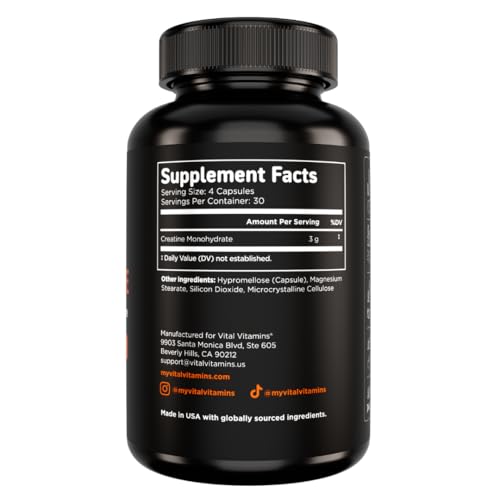 Vital Vitamins Brain Booster Plus + Creatine Capsules, 180 Capsules