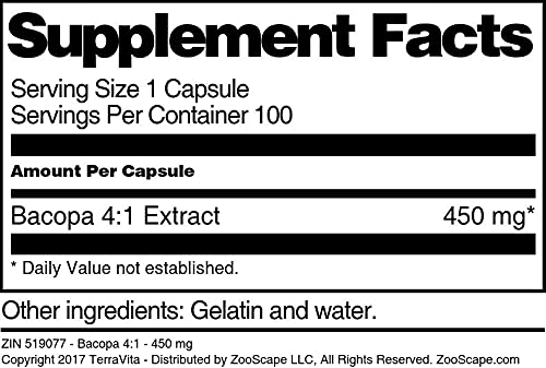 Terravita Bacopa 4:1-450 mg Capsule 300 Capsules