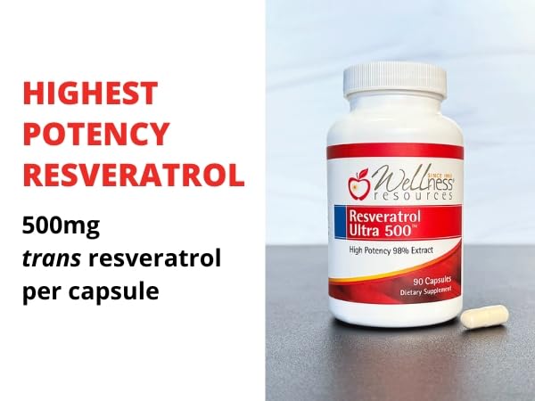 Wellness Resources Resveratrol Ultra 500 - High Potency 98% Trans-Resveratrol 500mg Per Capsule, 90 Capsules