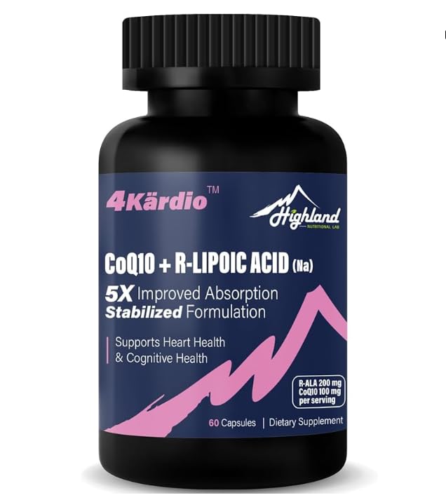 Highland Nutritional Lab CoQ10 100mg + R-Lipoic Acid 200mg per Serving, 60 Capsules