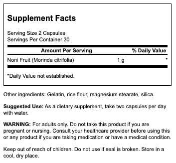 Swanson Noni 500 Milligrams 60 Capsules