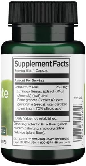 Swanson HRB Pomegranate EXT STD 250 mg 60 Capsules