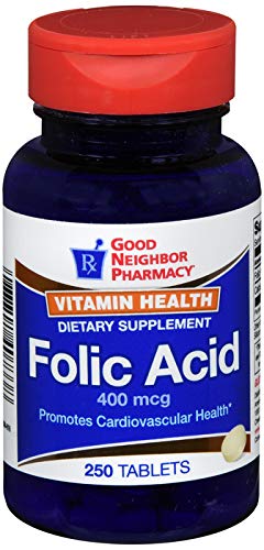 Good Neighbor Pharmacy Folic Acid 400 mcg Tablet, 250 Tablets