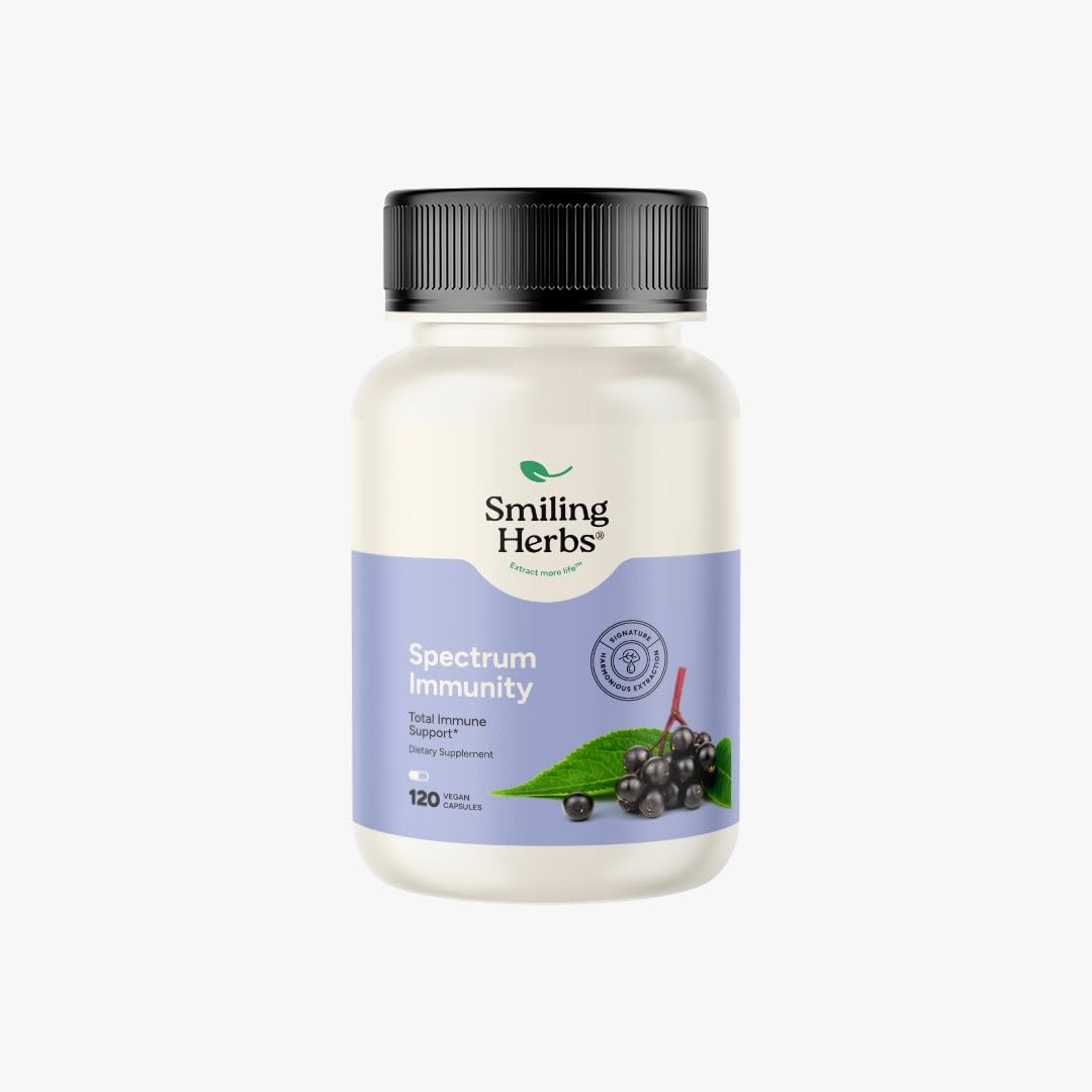 Smiling Herbs Spectrum Immunity - Total Immune Support with Elderberry and Echinacea Capsules, 120 Count