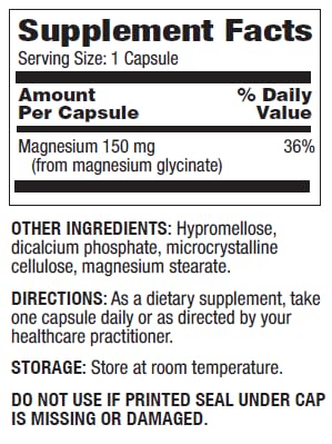 Magno-Humphries Magnesium Glycinate 500 mg Capsules, 100 Capsules