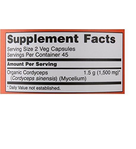 NOW Foods Cordyceps 750 mg Veg Capsules, 90 Count (Pack of 2)