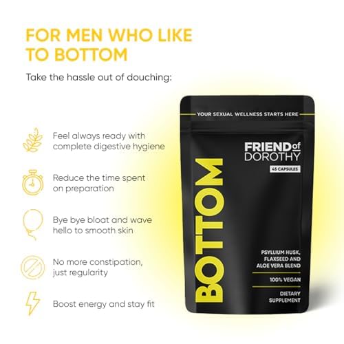 FRIEND OF DOROTHY Digestive Fiber Support for Men, Psyllium Husk & Aloe Vera 45 Capsules