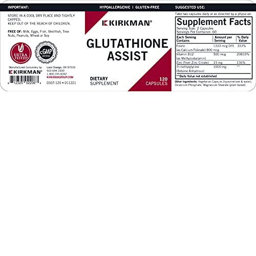Kirkman Glutathione Assist Capsules, 120 Capsules