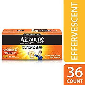 Airborne Zesty Orange Vitamin C 1000mg Effervescent Tablets 72 Count