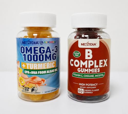 Nextdia Omega-3 + Turmeric, Vitamin B Complex Gummies 180 Count