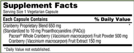 Generic Cranberry Supplement 650 mg Capsules, 140 Count