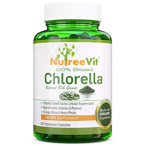NutreeVit Pure Organic Chlorella Extract Capsules, 240 Count