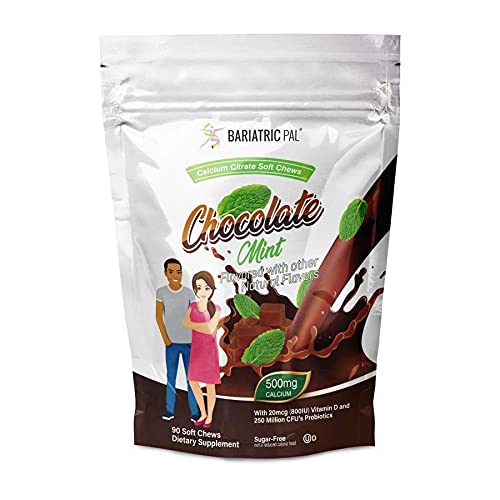 BariatricPal Sugar-Free Calcium Citrate Soft Chews 500mg with Probiotics, 4 Bags