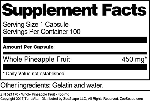 Terravita Whole Pineapple Fruit Capsule 300 Count