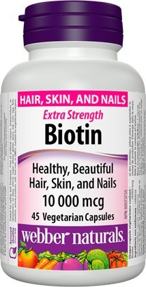 Webber Naturals Biotin 10,000 mcg Extra Strength Capsules, 45 Capsules