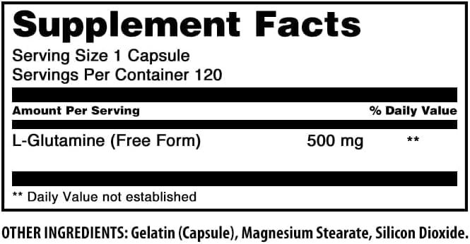 Amazing Nutrition L-Glutamine 500 mg Capsules, 1 Count