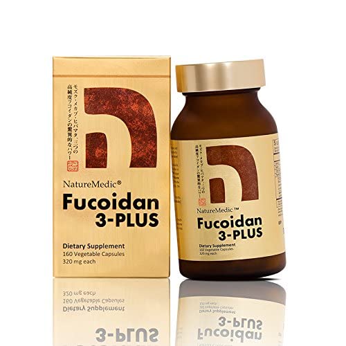 FUCOIDAN 3-PLUS Fucoidan Brown Seaweed Immunity Supplement with Three Types of High Purity Fucoidan Organic Mekabu Fucus Mozuku Agaricus, 160 Capsules