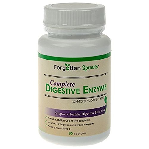 Forgotten Sprouts Digestive Enzyme with 2 Billion Probiotics - 13 Vegetarian Sourced Enzymes - Non-GMO, 90 Capsules
