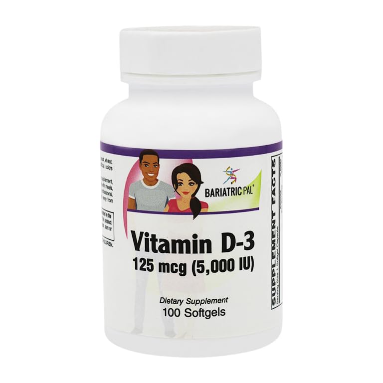 BariatricPal Vitamin D-3 125mcg (5000 IU) Easy Swallow Vegetarian Softgels 100
