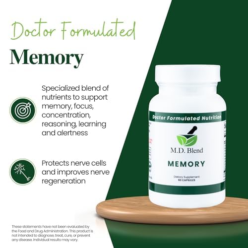 M.D. Blend Brain Supplements for Memory and Focus, 120 Capsules
