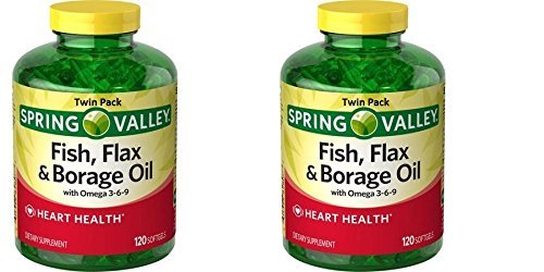 TNDCKP Spring Valley Fish, Flax & Borage Oil Dietary Supplement Softgels, 120 Count (Pack of 2)