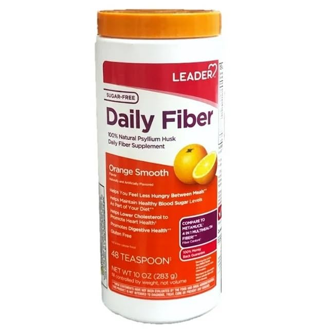 Leader Psyllium Husk Powder Supplement 4-in-1 Fiber for Digestive Health, 26 oz
