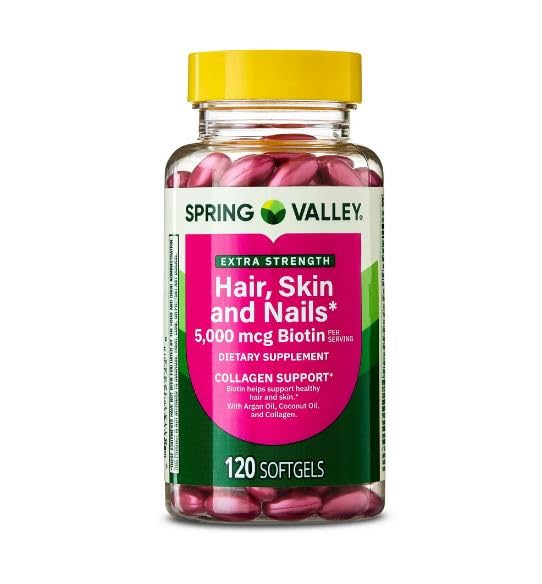 H4U Extra Strength Hair Skin & Nails Collagen Support Softgels, 5000 mcg Biotin, 120 Count