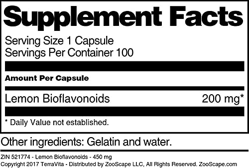 Terravita Lemon Bioflavonoids 450 mg Capsule, 100 Count