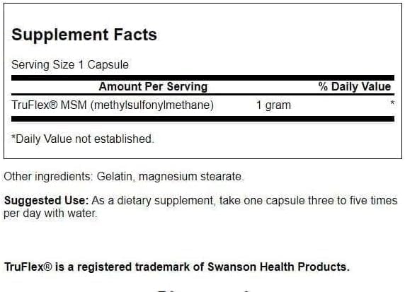 Swanson Ultra MSM 1000 mg Capsules, 240 Count