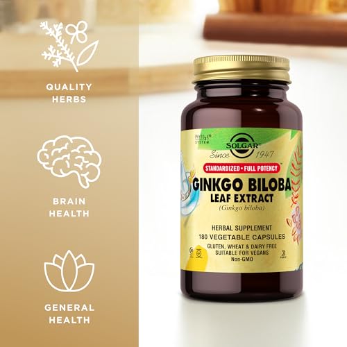 Solgar Ginkgo Biloba Leaf Extract Vegetable Capsules 180 Count