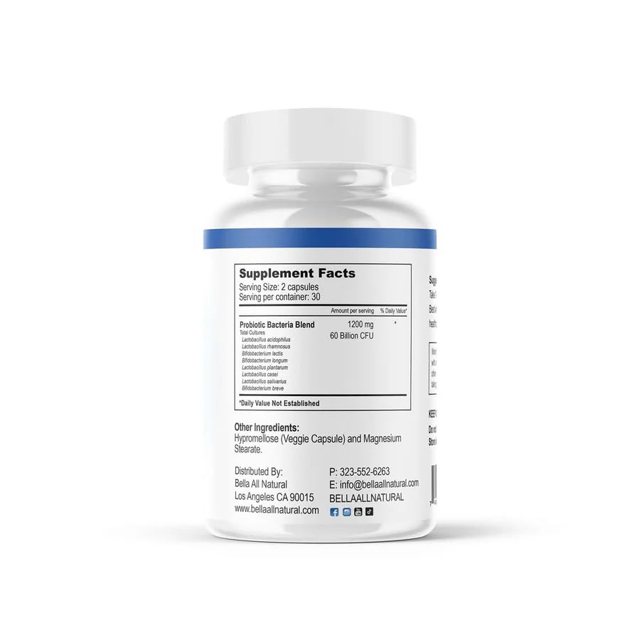Bella All Natural Probiotics MAX Day 8 Probiotics Strains Capsules 60
