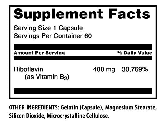 Amazing Nutrition Riboflavin 400 mg Vitamin B2 Supplement, 180 Capsules