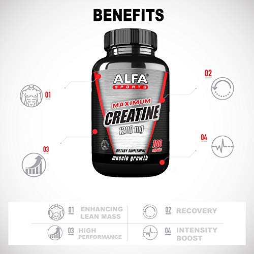 ALFA VITAMINS Maximum Creatine Monohydrate 1200 Mg Capsules, 100 Count