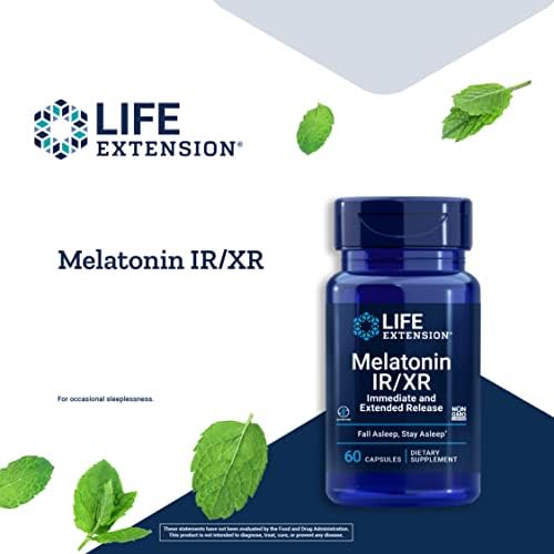 Life Extension Melatonin IR/XR 1.5 mg Capsules, 120 Count