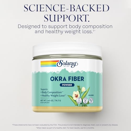 Solaray Okra Fiber Powder and Digestive Enzyme Supplement Bundle, 90 Capsules
