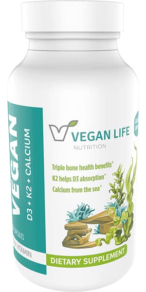 Vegan Life Nutrition Vitamin D3, K2 and Calcium Supplements Capsule 1 Count