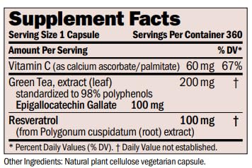 ANDREW LESSMAN Resveratrol-100 EGCG 100mg Capsules, 360 Capsules