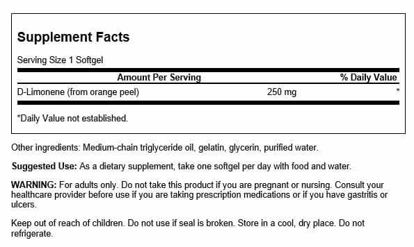 Swanson D-Limonene Orange Peel Extract Softgels 60