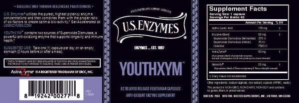USAEnzymes YOUTHXYM 62 Delayed Release Vegetarian Capsules, 62 Capsules