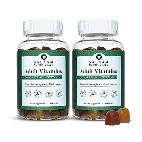 Salaam Nutritionals Adult Multivitamins Gummies for Women and Men, 11 Essential Vitamins and Minerals, Chewables, 90 Count, 2 Packs