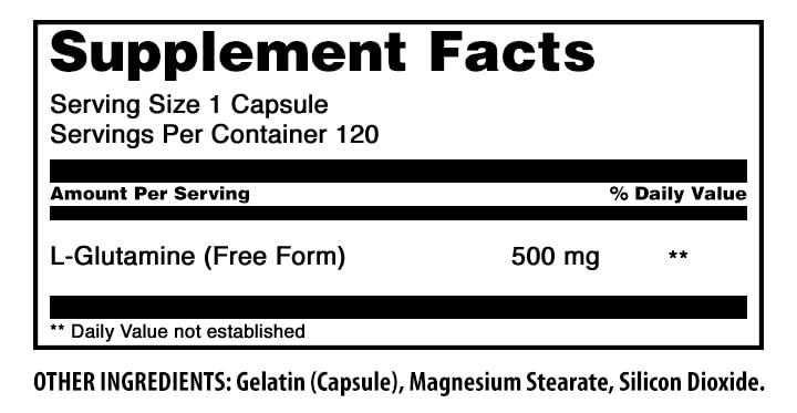 Amazing Nutrition L-Glutamine Amino Acid Supplement Capsule 120 Count