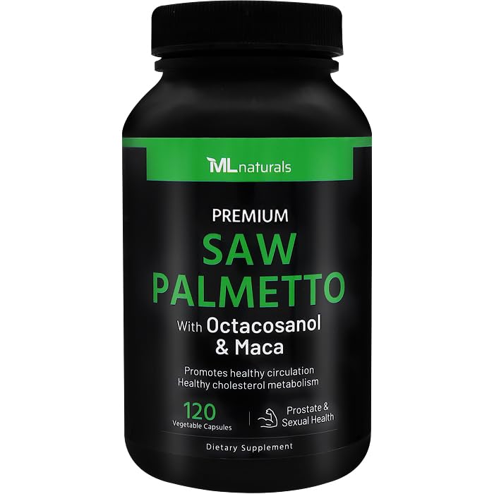 ML Naturals Saw Palmetto 2000mg with Octacosanol & Maca, 120 Vegan Capsules, Non-GMO