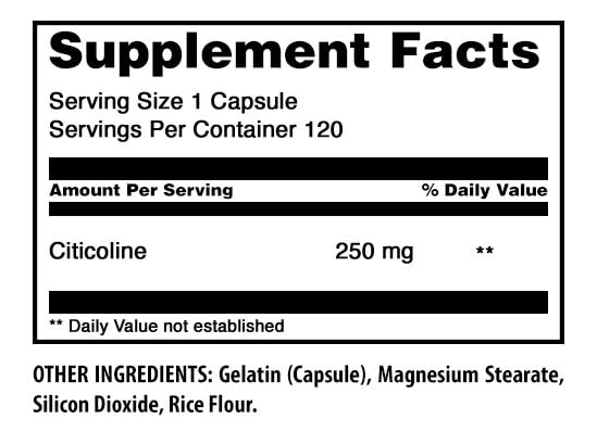 Amazing Nutrition Citicoline 250 mg Capsules 120 Count