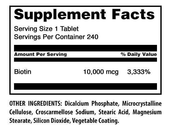 Amazing Nutrition Biotin (Vitamin B7) Supplement Tablets 240