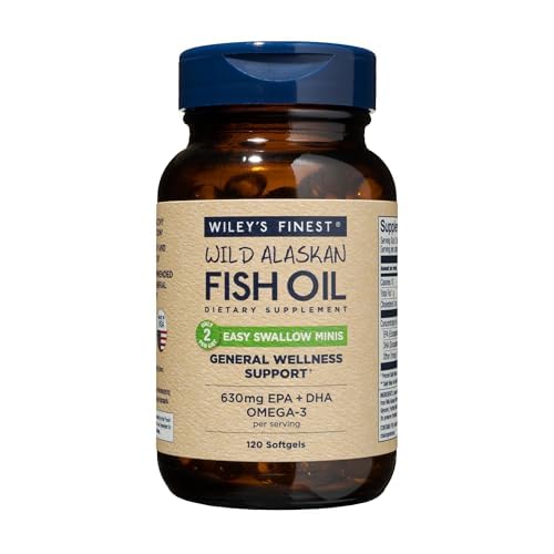 Wiley's Finest Wild Alaskan Fish Oil Easy Swallow Minis Softgels, 120 Count