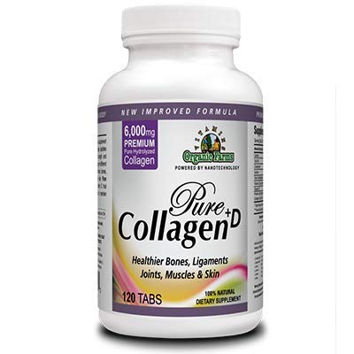 Organic Farms Vitamins Collagen Pure+D Premium Collagen Pills 6000mg Hydrolyzed Collagen Peptides Type I & III - 100% Natural Dietary Supplement, 120 Tablets