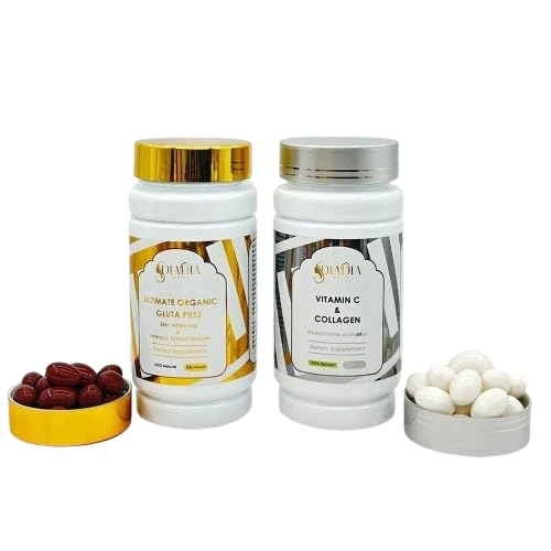 DIADIA WHITE Glutathione and Collagen Vitamin C Whitening Capsules, 60 Capsules