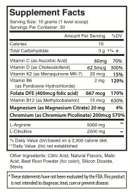 Neuropathy Relief Circulatory Health Formula Nitric Oxide Booster Tropical L-Arginine L-Citrulline Powder 11.6 Ounces